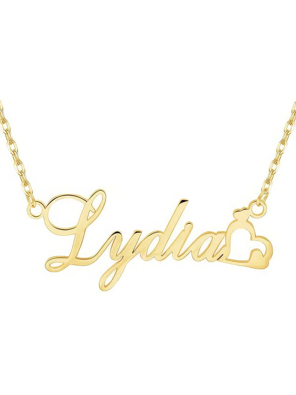 Custom 18k Gold Plated Heart Name Necklace With Heart #UKM03060215