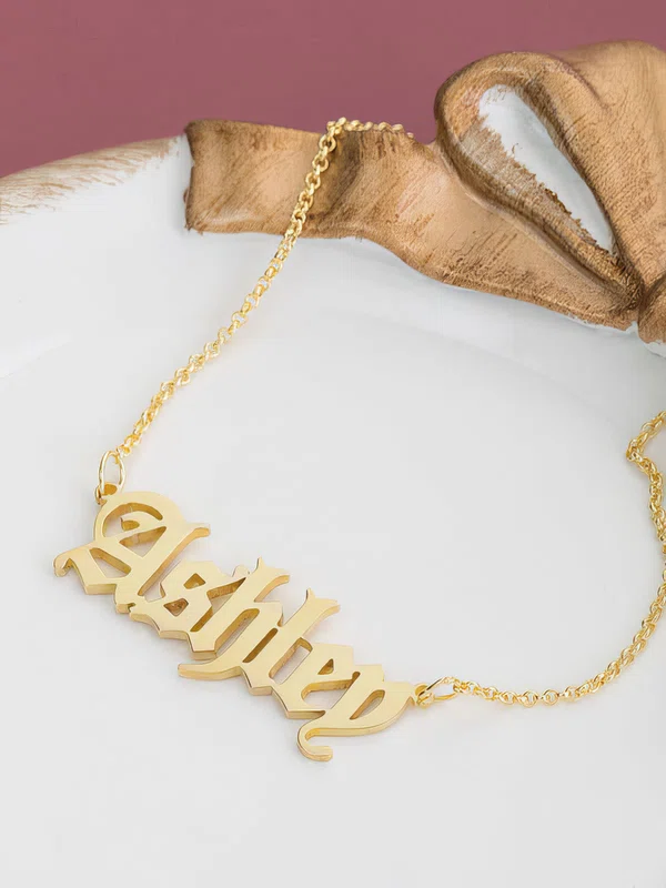 Custom 18k Gold Plated Letter Old English Name Necklace Birthday Gifts #UKM03060216