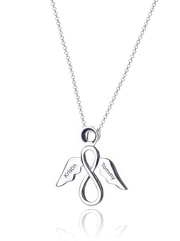 Family Infinity Name Necklace With Wings #UKM03060228