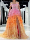 Ball Gown Sweetheart Lace Tiered Prom Dresses With Appliques #UKM020126640