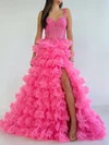 Ball Gown Sweetheart Tulle Ruffle Tiered Prom Dresses With Appliques #UKM020126683