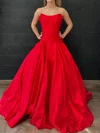 Ball Gown Strapless Satin Corset Prom Dresses With Ruched #UKM020126685
