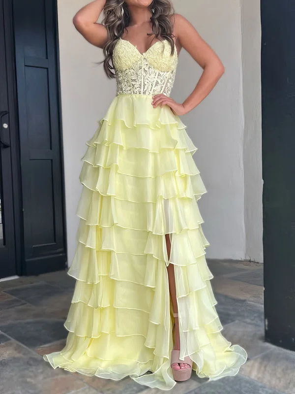 Cute Ball Gown/Princess Chiffon Appliques Tiered Prom Dresses #UKM020126775