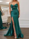 Sheath/Column Sweetheart Satin Cut Out Prom Dresses With Ruched #UKM020126790