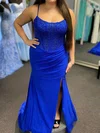 Mermaid Scoop Neck Glitter Prom Dresses With Beading #UKM020126932