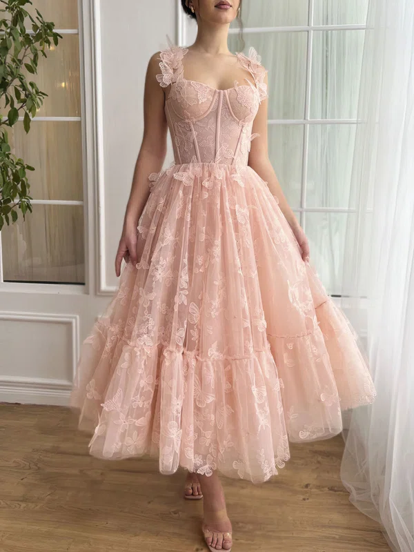 Ball Gown Sweetheart Tulle Floral Prom Dresses With Butterfly #UKM020126965