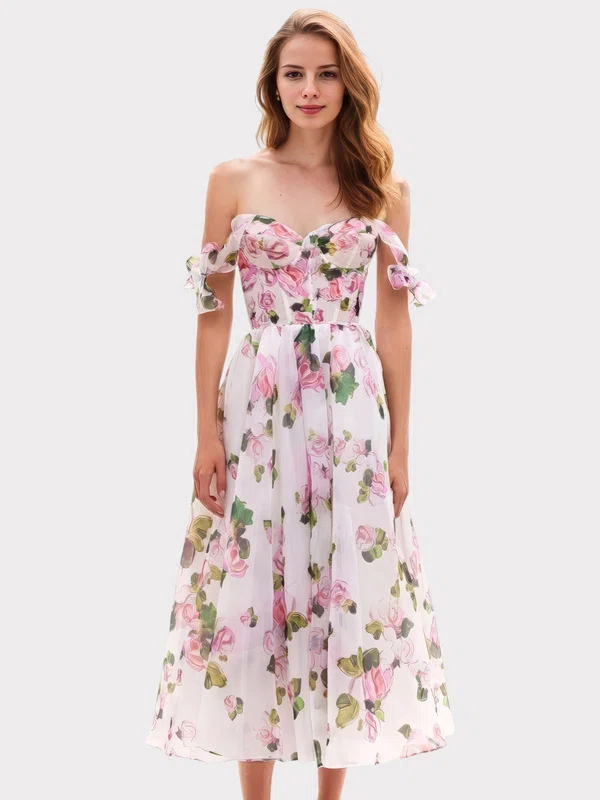 Cute Ball Gown/Princess Organza Floral Lace-up Prom Dresses #UKM020126995