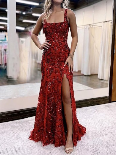 Mermaid Square Neck Sequin Sparkly Prom Drsses #UKM020127007