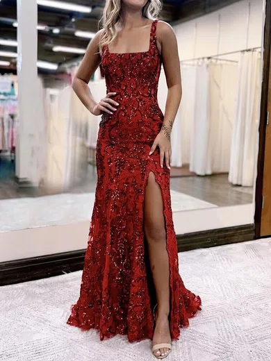 Mermaid Square Neck Sequin Sparkly Prom Drsses #UKM020127007