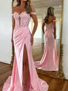 Sheath/Column Off-the-shoulder Satin Corset Prom Dresses #UKM020127012