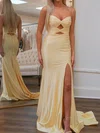 Mermaid Strapless Satin Beaded Prom Dresses #UKM020127015
