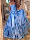 Ball Gown Strapless Satin Corset Prom Dresses With Bow #UKM020127085