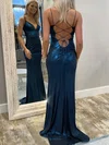 Sparkly Sheath/Column V-neck Metallic Prom Dresses With Ruched #UKM020127087