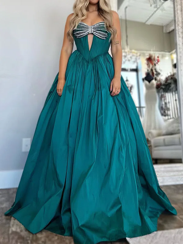 Ball Gown Strapless Satin Cut Out Prom Dresses With Ruched #UKM020127101