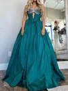 Ball Gown Strapless Satin Cut Out Prom Dresses With Ruched #UKM020127101
