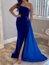Sheath/Column Strapless Satin Velvet Prom Dresses With Beading #UKM020127122