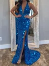 Sheath/Column Halter Sparkly Sequin Prom Dresses #UKM020127133