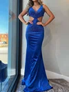 Mermaid V-neck Jersey Cut Out Beaded Prom Dresses #UKM020127147