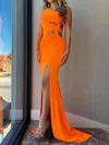 Sheath/Column One Shoulder Jersey Cut Out Prom Dresses With Ruched #UKM020127150