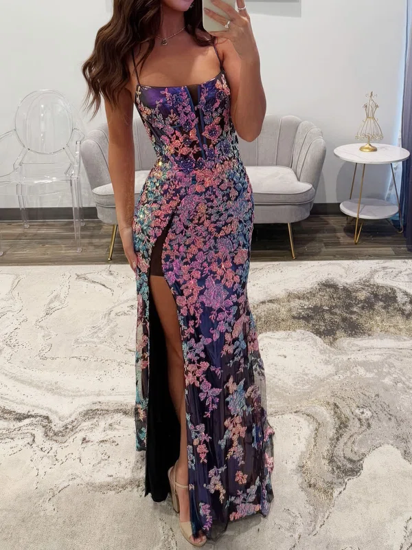 Sheath/Column Scoop Neck Sparkly Sequin Prom Dresses #UKM020127156