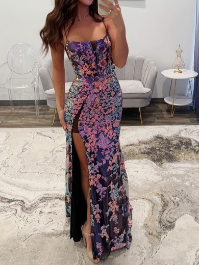 Sheath/Column Scoop Neck Sparkly Sequin Prom Dresses #UKM020127156