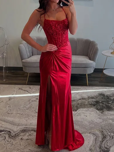 Sparkly Sheath/Column Square Neck Metallic Prom Dresses With Appliques #UKM020127159