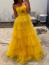 Ball Gown Halter Tulle Ruffle Tiered Prom Dresses #UKM020127170
