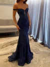 Mermaid Off-the-shoulder Lace Beaded Prom Dresses With Appliques #UKM020127192