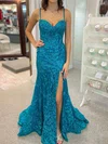 Mermaid Sweetheart Lace Sparkly Prom Dresses #UKM020127215