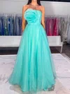Ball Gown Strapless Tulle Prom Dresses With Ruched #UKM020127234