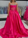 Ball Gown Strapless Satin Corset Prom Dresses With Beading #UKM020127255