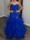 Mermaid Strapless Tulle Ruffle Tiered Prom Dresses #UKM020127273