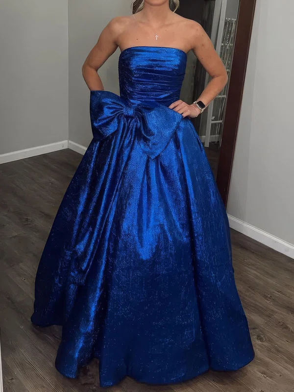 Ball Gown Strapless Satin Prom Dresses With Bow #UKM020127284