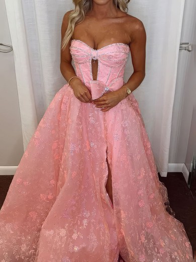 Ball Gown Sweetheart Lace Cut Out Prom Dresses With Beading #UKM020127290
