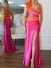 Mermaid One Shoulder Satin Cut Out Prom Dresses #UKM020127318