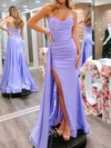 Sheath/Column Cowl Neck Satin Prom Dresses With Ruched #UKM020127338