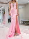 Mermaid Sweetheart Satin Corset Prom Dresses With Beading #UKM020127341