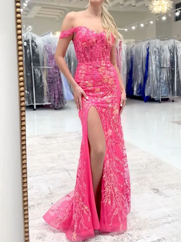 Sheath/Column Off-the-shoulder Sparkly Sequin Prom Dresses #UKM020127418