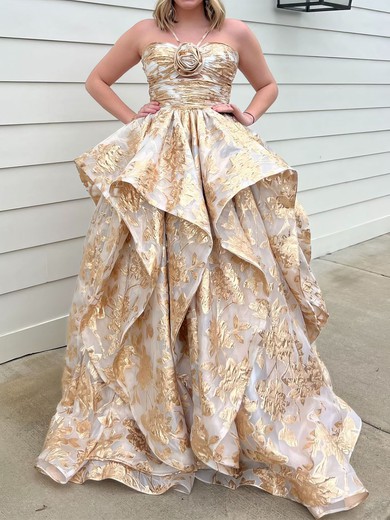 Princess Halter Tulle Floral Ruffle Prom Dresses #UKM020127461