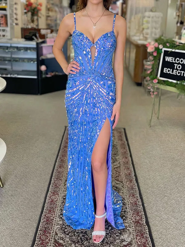 Sheath/Column V-neck Sparkly Sequin Prom Dresses #UKM020127466