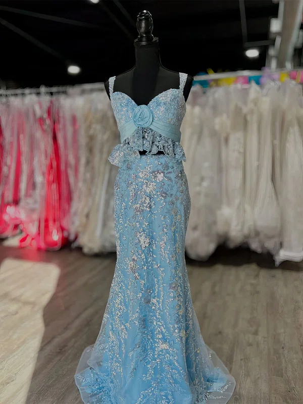 Mermaid Sweetheart Lace Two Piece Prom Dresses With Appliques #UKM020127469