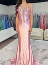 Mermaid Sweetheart Satin Backless Prom Dresses With Beading #UKM020127477