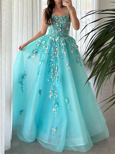 Ball Gown Sweetheart Tulle Prom Dresses With Appliques #UKM020127503
