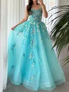 Ball Gown Sweetheart Tulle Prom Dresses With Appliques #UKM020127503
