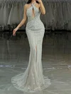 Sheath/Column Halter Sparkly Sequin Prom Dresses #UKM020127518