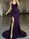 Mermaid Cowl Neck Jersey Prom Dresses With Ruched #UKM020127529