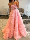 Ball Gown Strapless Tulle Ruffle Tiered Prom Dresses #UKM020127542