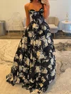 Ball Gown Strapless Chiffon Floral Tiered Prom Dresses #UKM020127546