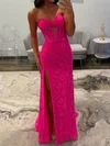 Sheath/Column Strapless Lace Corset Prom Dresses With Ruched #UKM020127555