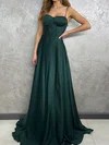 A-line Sweetheart Satin Corset Prom Dresses With Split #UKM020127652
